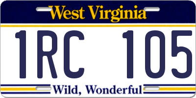 WV license plate 1RC105