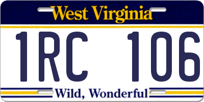 WV license plate 1RC106