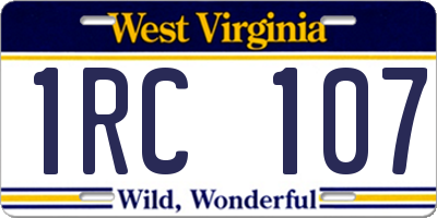 WV license plate 1RC107