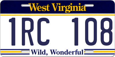 WV license plate 1RC108