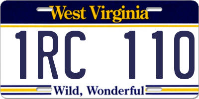 WV license plate 1RC110