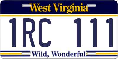 WV license plate 1RC111