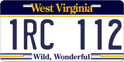 WV license plate 1RC112