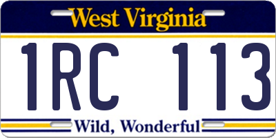 WV license plate 1RC113