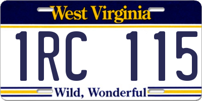 WV license plate 1RC115