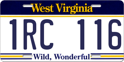WV license plate 1RC116