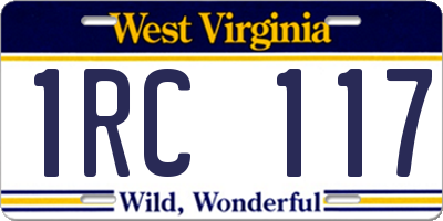 WV license plate 1RC117