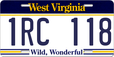 WV license plate 1RC118