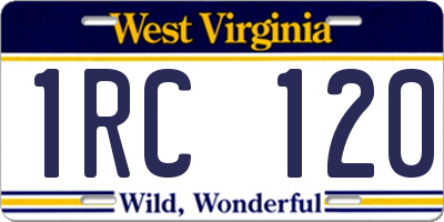 WV license plate 1RC120