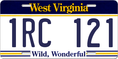 WV license plate 1RC121