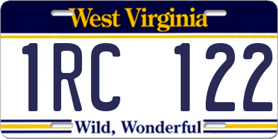 WV license plate 1RC122