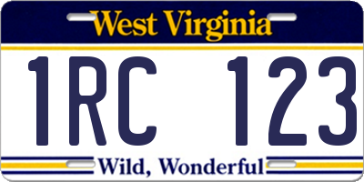 WV license plate 1RC123
