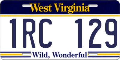 WV license plate 1RC129