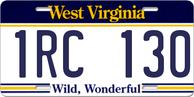 WV license plate 1RC130