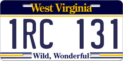 WV license plate 1RC131