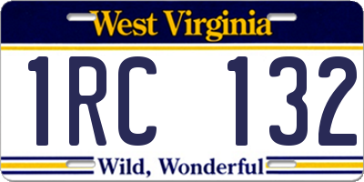 WV license plate 1RC132