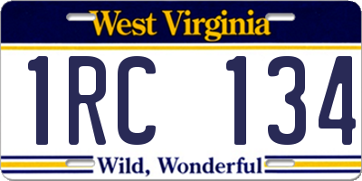 WV license plate 1RC134