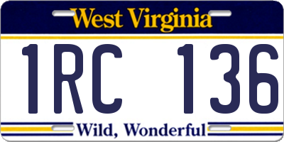 WV license plate 1RC136