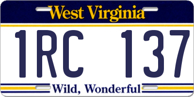 WV license plate 1RC137