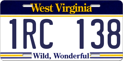 WV license plate 1RC138