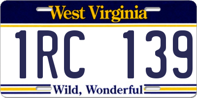 WV license plate 1RC139