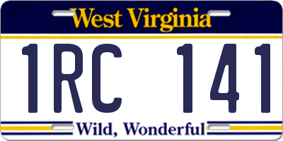 WV license plate 1RC141