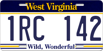 WV license plate 1RC142