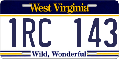 WV license plate 1RC143