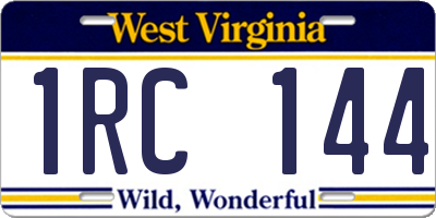 WV license plate 1RC144