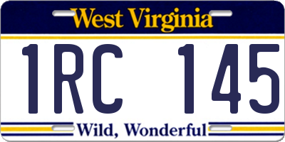 WV license plate 1RC145