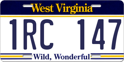 WV license plate 1RC147