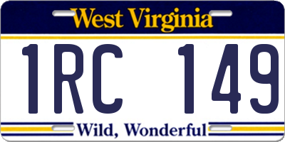 WV license plate 1RC149