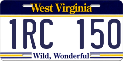 WV license plate 1RC150