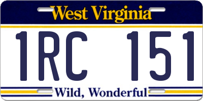 WV license plate 1RC151
