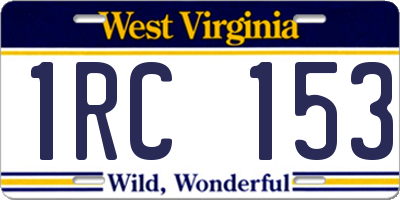 WV license plate 1RC153