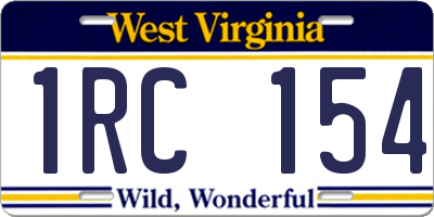 WV license plate 1RC154