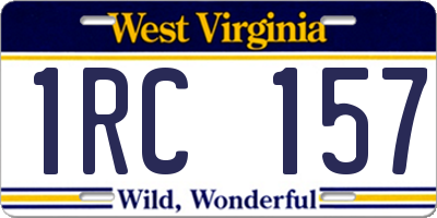 WV license plate 1RC157