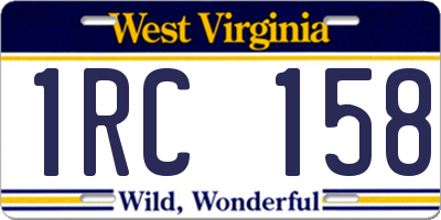 WV license plate 1RC158