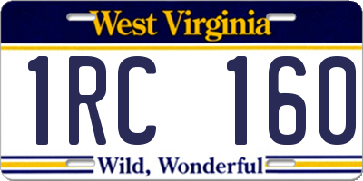 WV license plate 1RC160