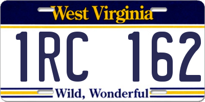 WV license plate 1RC162