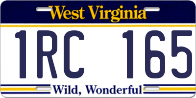 WV license plate 1RC165