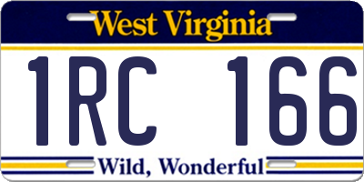 WV license plate 1RC166