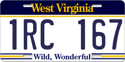 WV license plate 1RC167