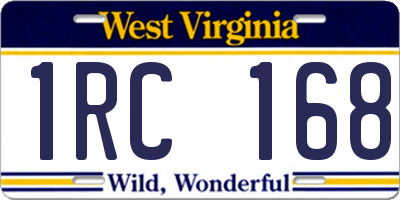 WV license plate 1RC168