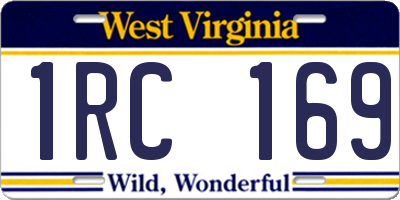 WV license plate 1RC169