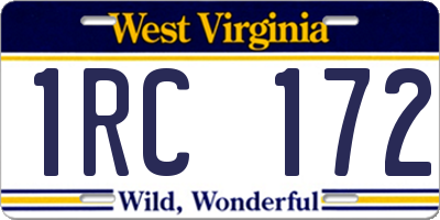 WV license plate 1RC172
