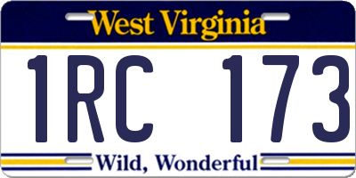 WV license plate 1RC173