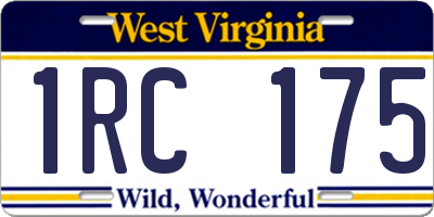 WV license plate 1RC175