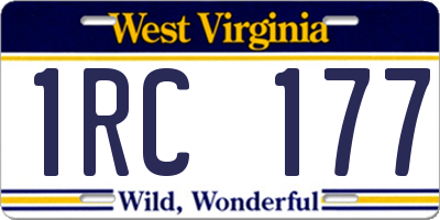 WV license plate 1RC177