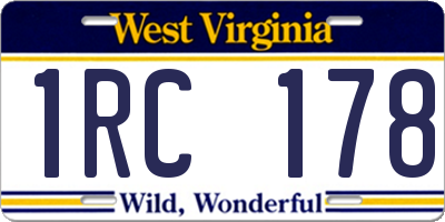 WV license plate 1RC178